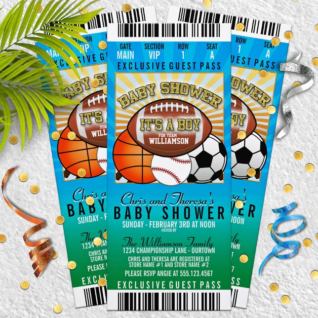 Sports Theme Party Baby Shower Invitation (Creator Uploaded)