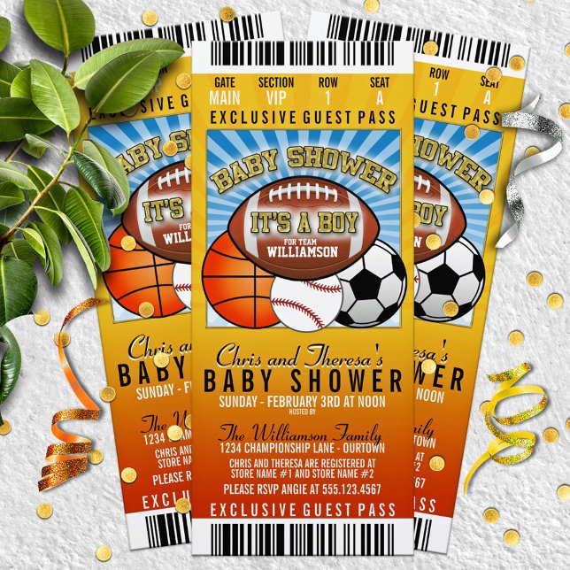 Sports Theme Party Baby Shower Invitation (Creator Uploaded)