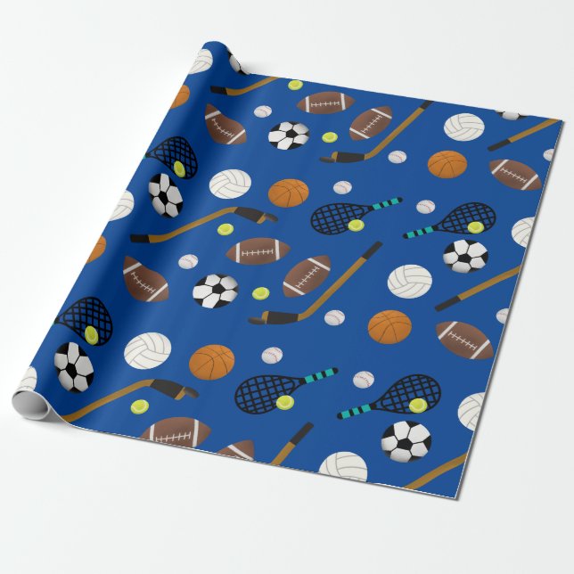 Sports Theme Wrapping Paper (Unrolled)