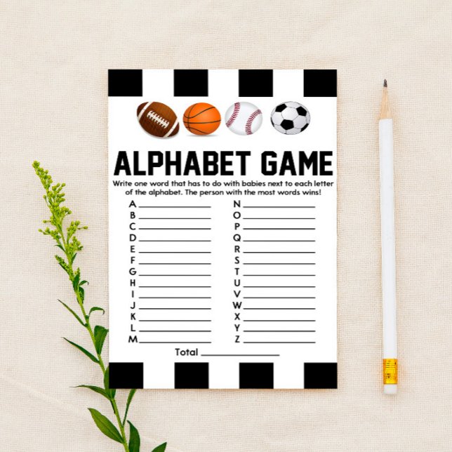 Sports Themed Alphabet Baby Shower Game Stationery (Creator Uploaded)