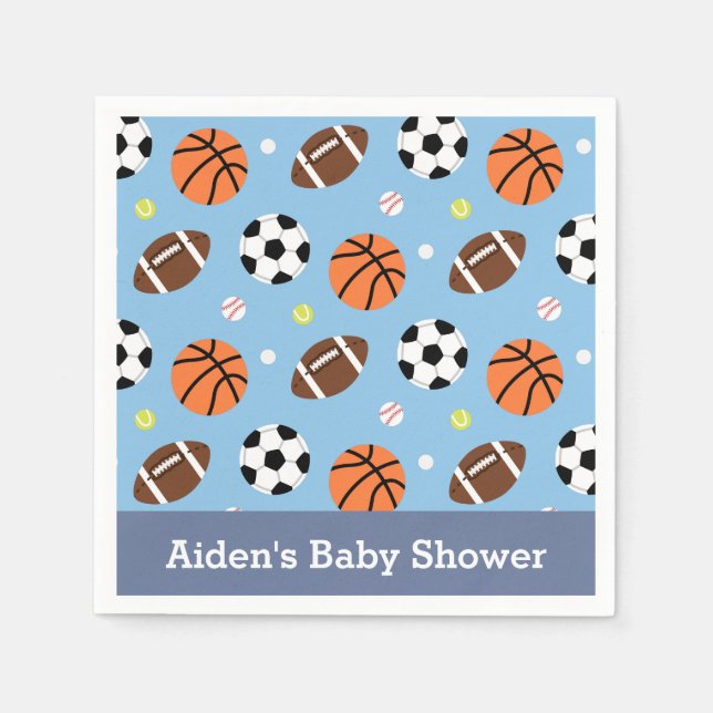 Sports Themed Baby Shower Party Supplies Napkin (Front)