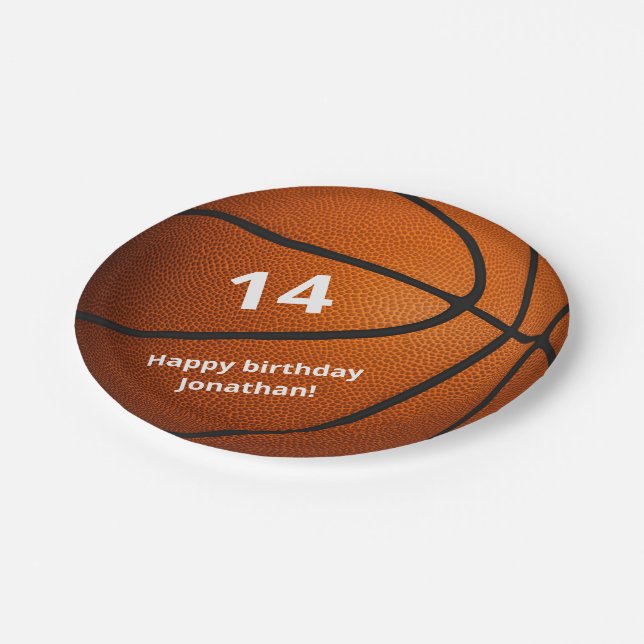 sports themed basketball birthday party paper plate (Angled)