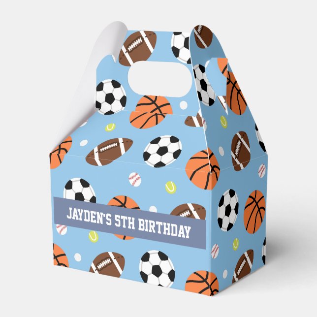 Sports Themed Boys Birthday Party Supplies Favour Box (Front Side)