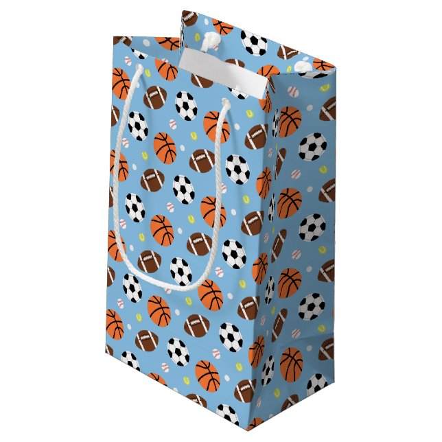 Sports Themed Boys Birthday Party Supplies Small Gift Bag (Back Angled)