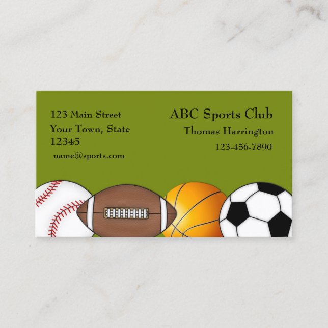 Sports Themed Business Card (Front)