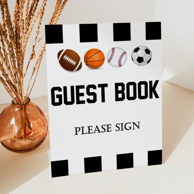 Sports Themed Guest Book Table Pedestal Sign (Creator Uploaded)