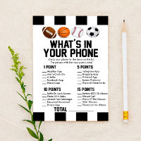 Sports Themed In Your Phone Baby Shower Game