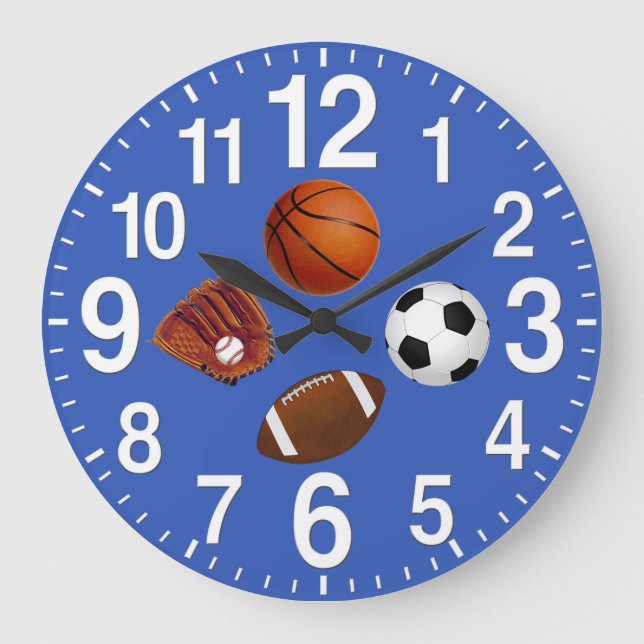 Sports Themed Wall Clocks in YOUR COLOR (Front)