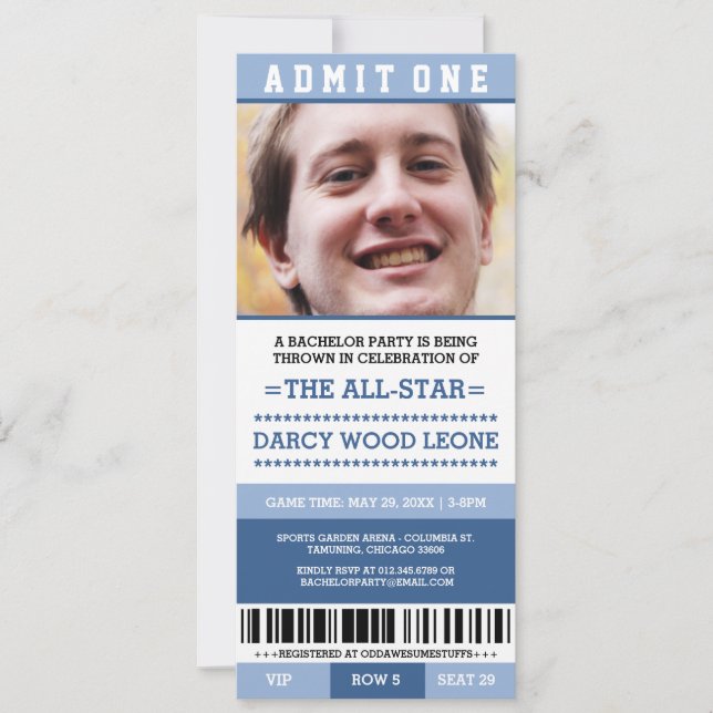 Sports Ticket Bachelor Party Invites (Front)