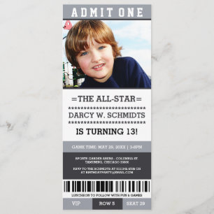 Sports Ticket Birthday Party Invites