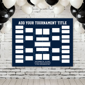 Sports Tournament Bracket - 16 Teams - Navy Poster