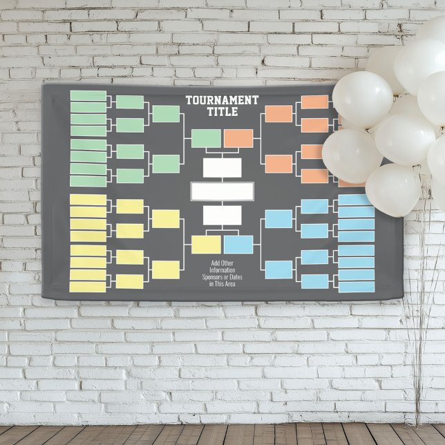 Sports Tournament Bracket black 32 teams 4 groups Banner (Custom Tournament Bracket Banner)