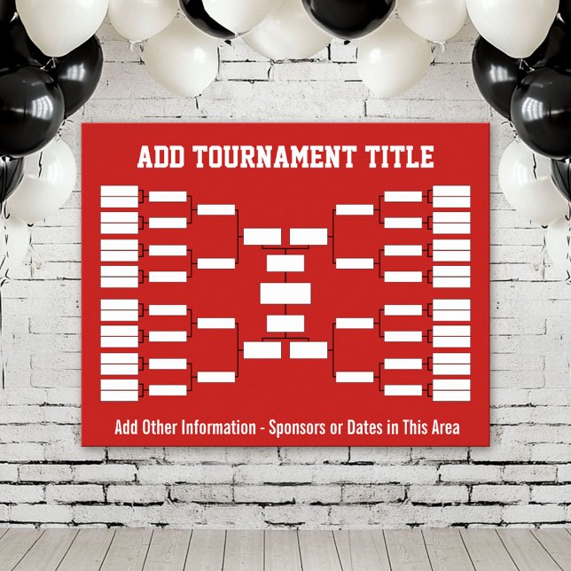 Sports Tournament Bracket Red Poster (Custom Tournament Bracket Poster)