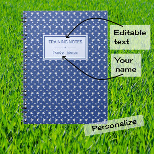 Sports trophy patterned blue training edit caption notebook