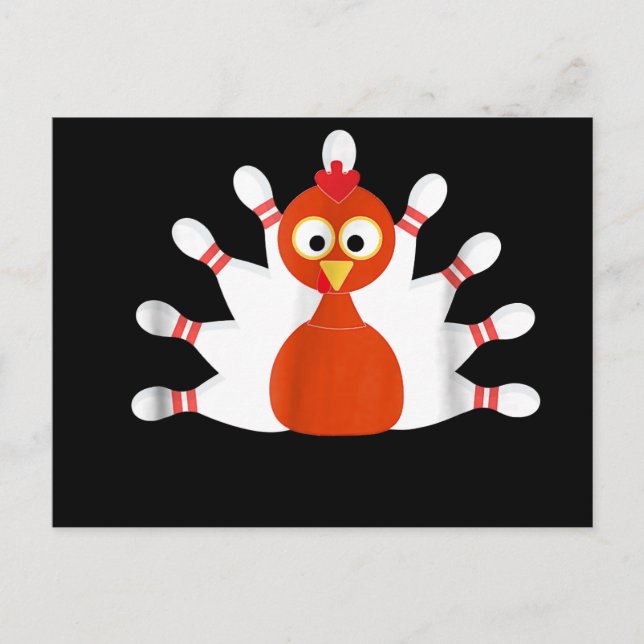sports turkey and bowling  -  thanksgiving announcement postcard (Front)