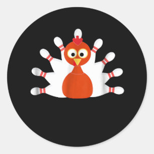 sports turkey and bowling  -  thanksgiving classic round sticker