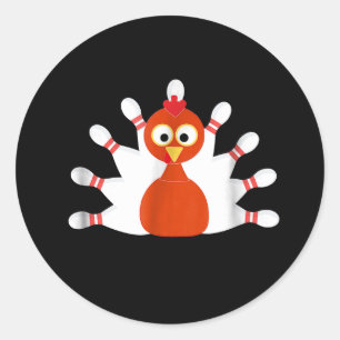 sports turkey and bowling - thanksgiving classic round sticker