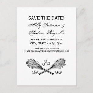 Sports Vintage Crossed Tennis Racquet Tennis Balls Announcement Postcard