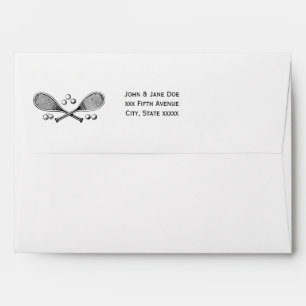 Sports Vintage Crossed Tennis Racquet Tennis Balls Envelopes