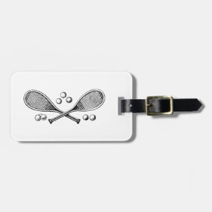 Sports Vintage Crossed Tennis Racquet Tennis Balls Luggage Tag