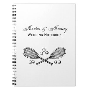 Sports Vintage Crossed Tennis Racquet Tennis Balls Spiral Notebook