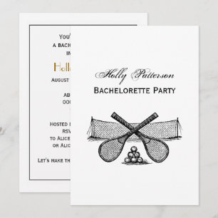 Sports Vintage Tennis Net, Crossed Racquets, Balls Invitation