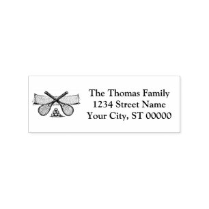 Sports Vintage Tennis Net, Crossed Racquets, Balls Rubber Stamp