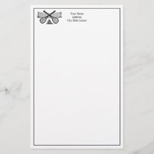 Sports Vintage Tennis Net, Crossed Racquets, Balls Stationery