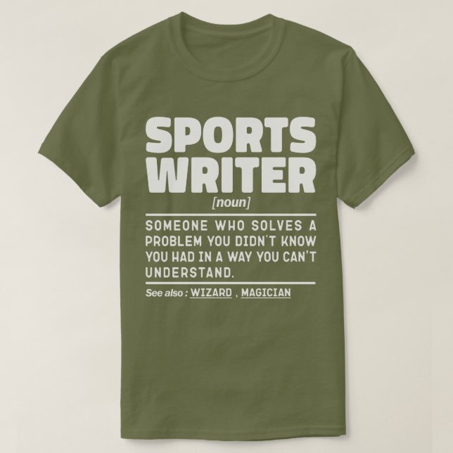 Sports Writer Noun Definition Writing Lover Funny T-Shirt (Design Front)