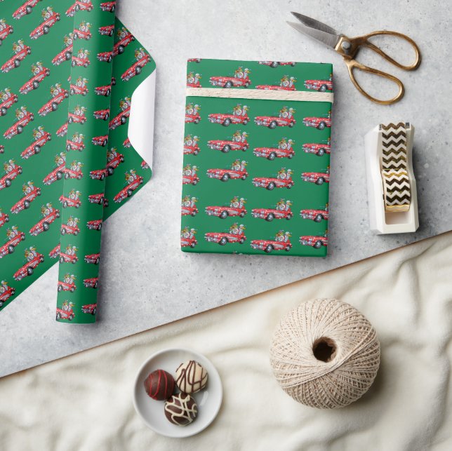 Sportscar Santa! Wrapping Paper (Crafts)