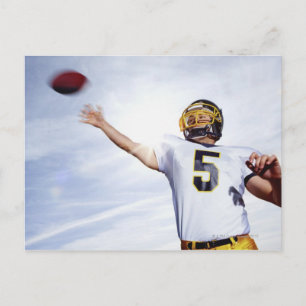 sportsman playing with rugby ball postcard