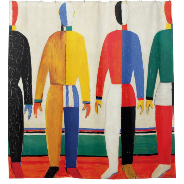 Sportsmen by Kazimir Malevich Shower Curtain (Front)