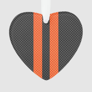 Sporty Accent Orange Stripes Carbon Style Print Ornament