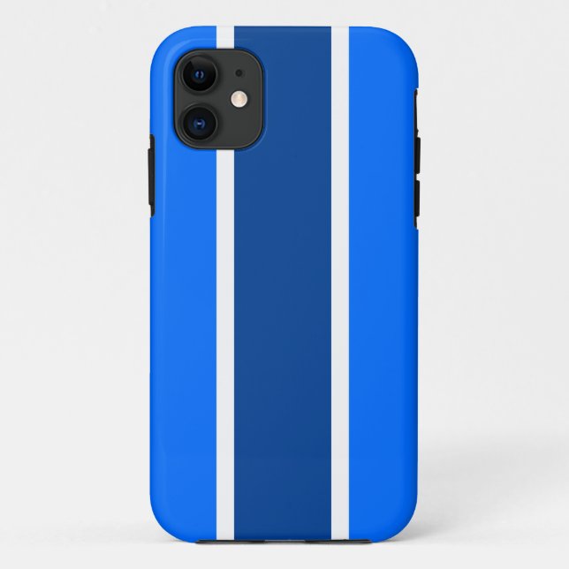 Sporty Athletic Bright Two Tone Blue White Stripes Case-Mate iPhone Case (Back)