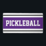 Sporty Athletic Purple Black White Racing Stripes Desk Mat<br><div class="desc">This fun sporty design features athletic PICKLEBALL text inside bold purple,  black and white racing stripes.</div>