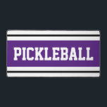 Sporty Athletic Purple Black White Racing Stripes Desk Mat<br><div class="desc">This fun sporty design features athletic PICKLEBALL text inside bold purple,  black and white racing stripes.</div>