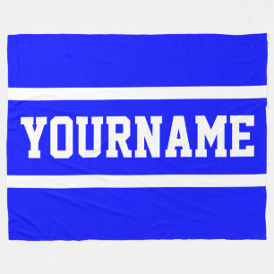 Sporty Athletic Your Name White Stripes Fleece Blanket