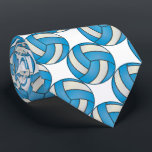 Sporty Baby Blue and White Volleyball Tie<br><div class="desc">Men's Volleyball Sport Necktie. ⭐This Product is 100% Customisable. Graphics and/or text can be deleted, moved, resized, changed around, rotated, etc... 99% of my designs in my store are done in layers. This makes it easy for you to resize and move the graphics and text around so that it will...</div>