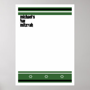 Sporty Bar Mitzvah Sign In Board - Green Black