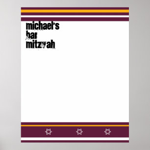 Sporty Bar Mitzvah Sign In Board - Redskins