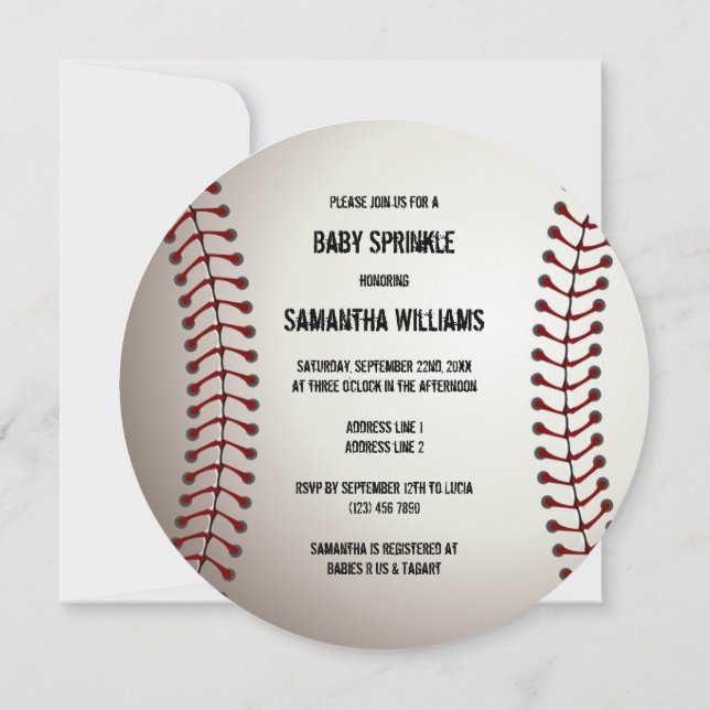 Sporty Baseball Baby Sprinkle Double Sided Invitation (Back)