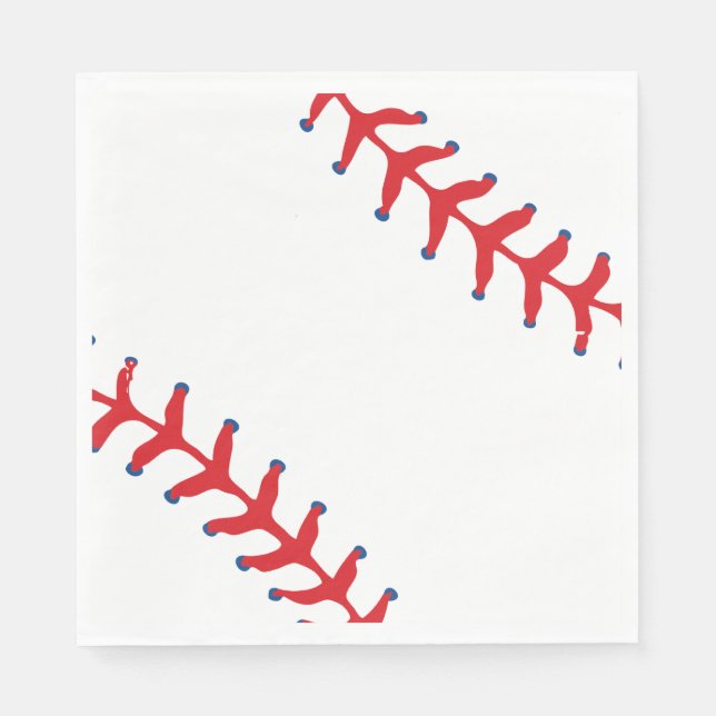 Sporty-Baseball Classic Red & White Sports Themed Napkin (Front)