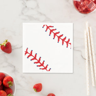 Sporty-Baseball Classic Red & White Sports Themed Napkin