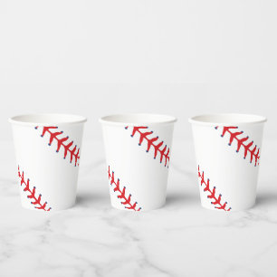 Sporty-Baseball Classic Red & White Sports Themed Paper Cups