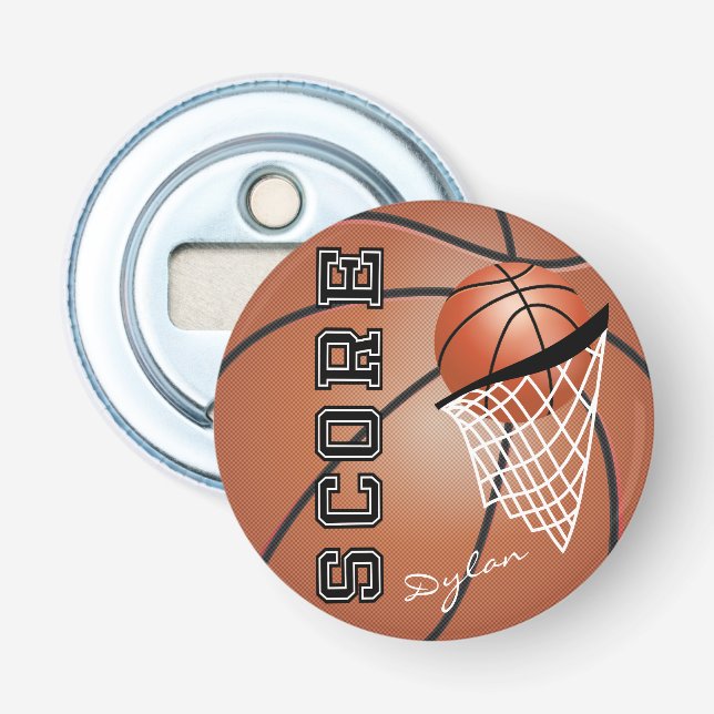 Sporty Basketball Design Bottle Opener (Front)
