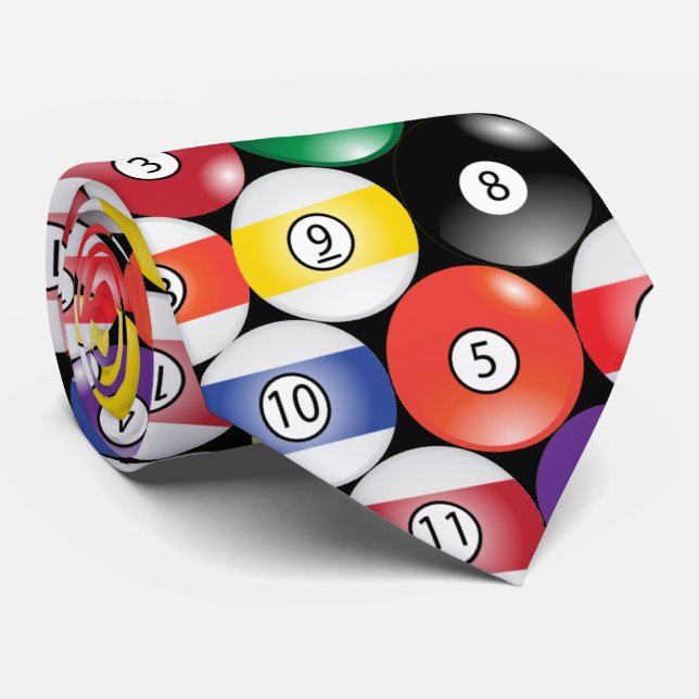 Sporty Billiard Pool Balls Tie (Rolled)