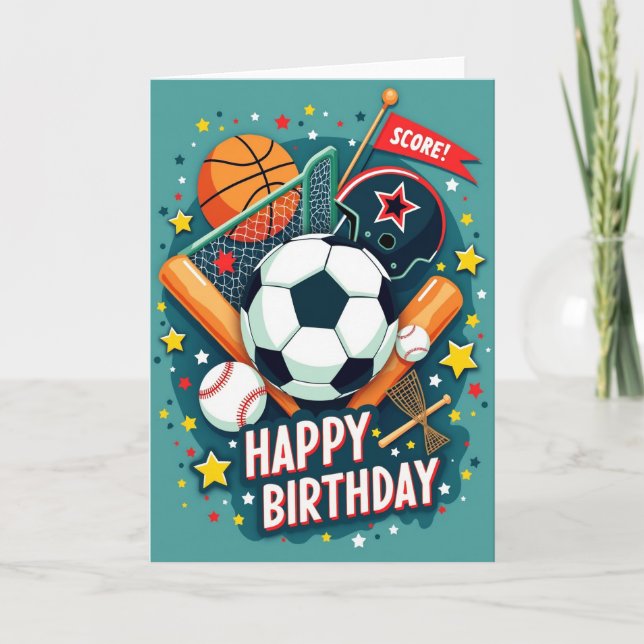 Sporty Birthday Game Card (Front)