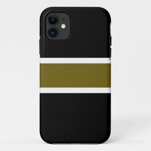 Sporty Black Golden Olive White Centre Stripes  Case-Mate iPhone Case