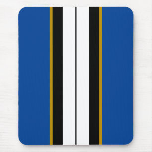 Sporty Black White Blue Vertical Racing Stripes  Mouse Pad