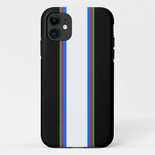 Sporty Black White Red Green Blue Racing Stripes Case-Mate iPhone Case (Back)
